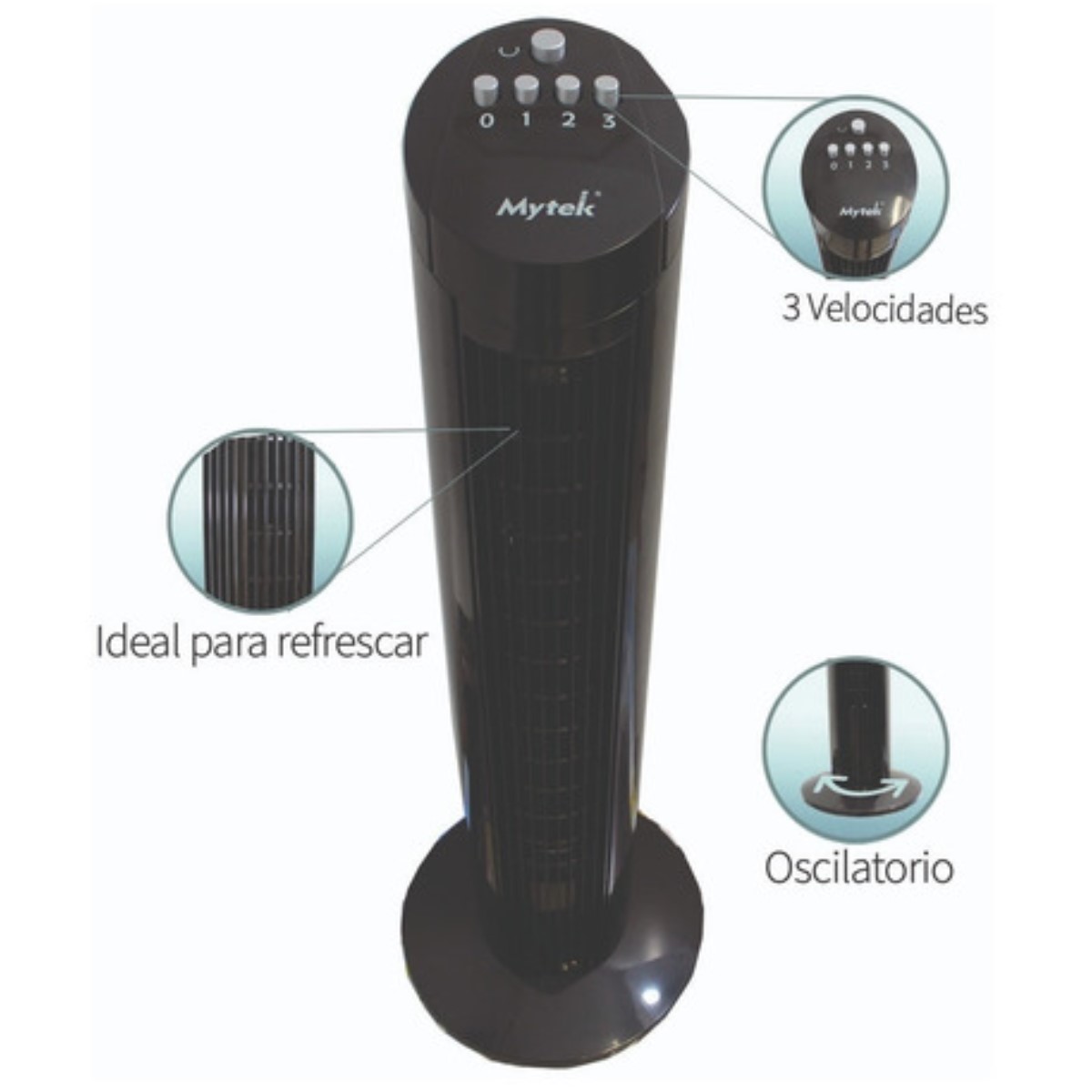 Foto 4 pulgar | Ventilador de Torre Mytek 29'' color Negro
