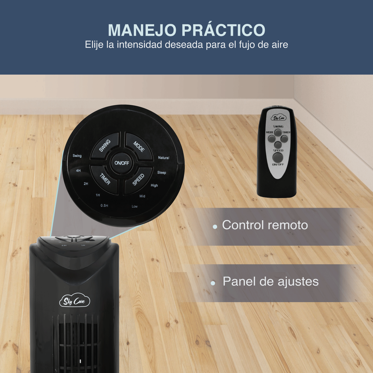 Foto 7 pulgar | Ventilador de Torre Sky Care ADT01-33 Giratorio con Control Remoto