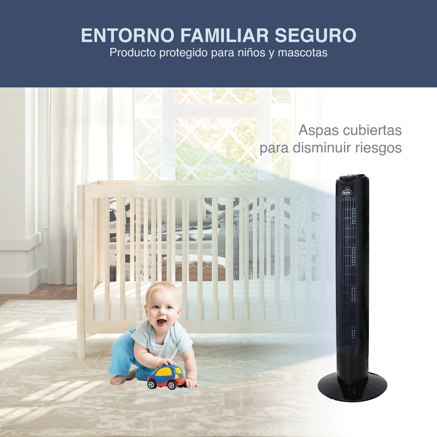 Foto 8 pulgar | Ventilador de Torre Sky Care ADT01-33 Giratorio con Control Remoto