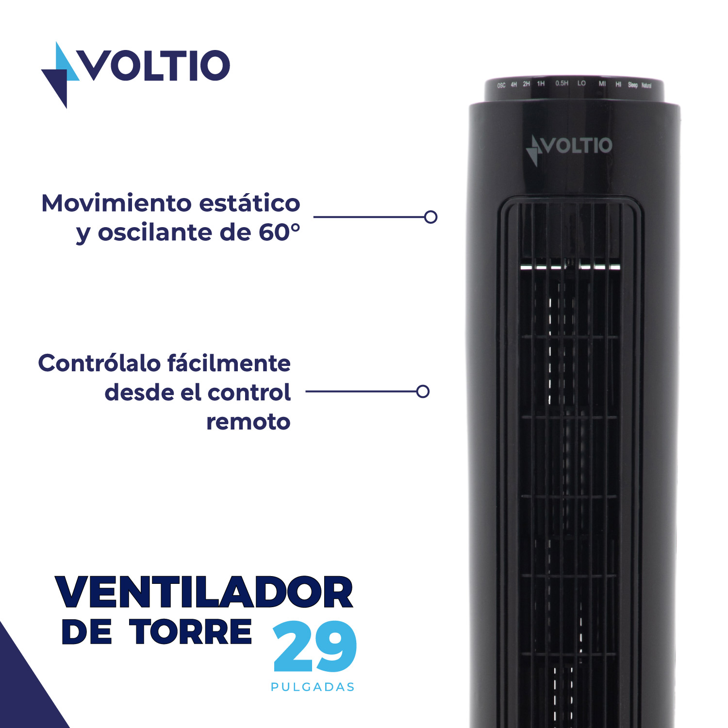 Foto 3 pulgar | Ventilador de Torre 29 Pulgadas Voltio con Control Remoto