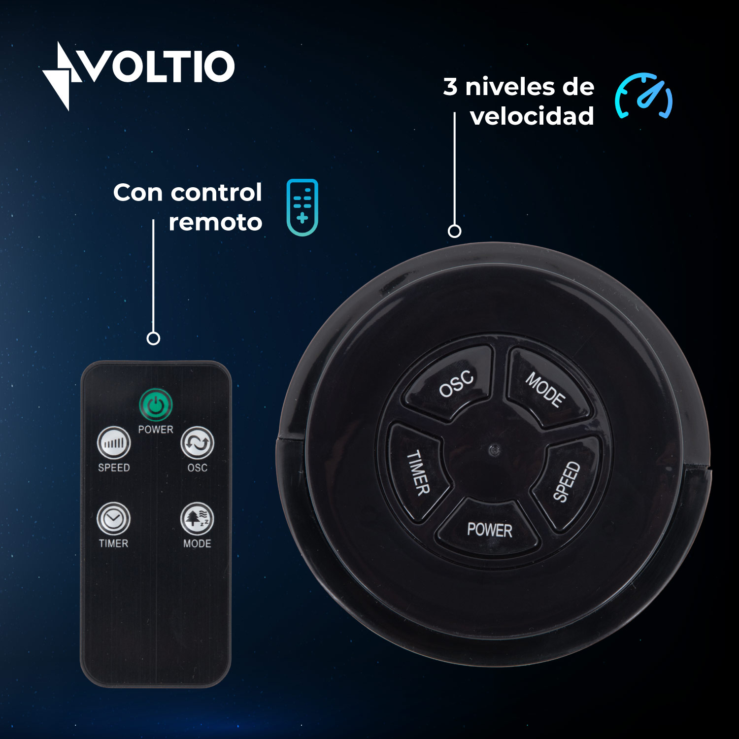 Foto 4 pulgar | Ventilador de Torre 29 Pulgadas Voltio con Control Remoto
