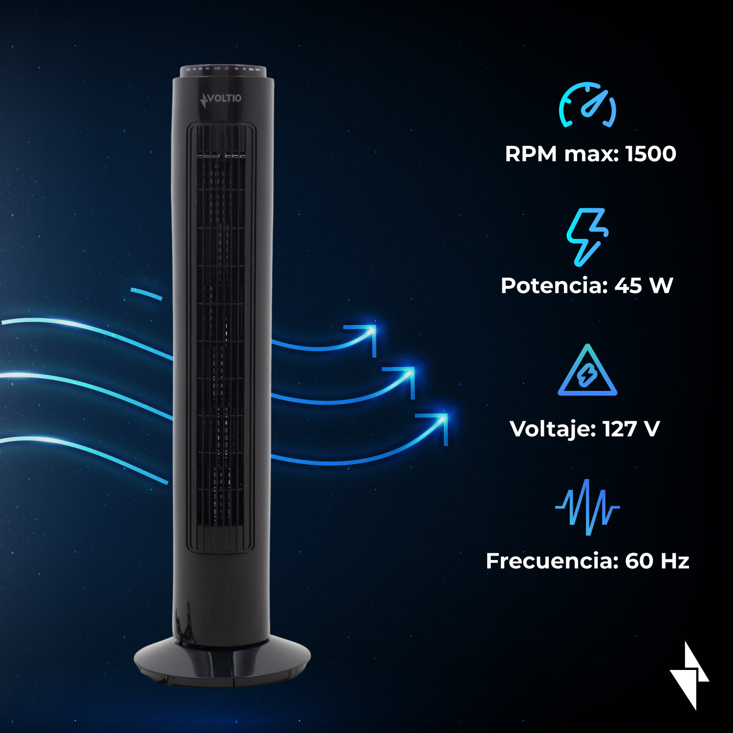 Foto 5 | Ventilador de Torre 29 Pulgadas Voltio con Control Remoto