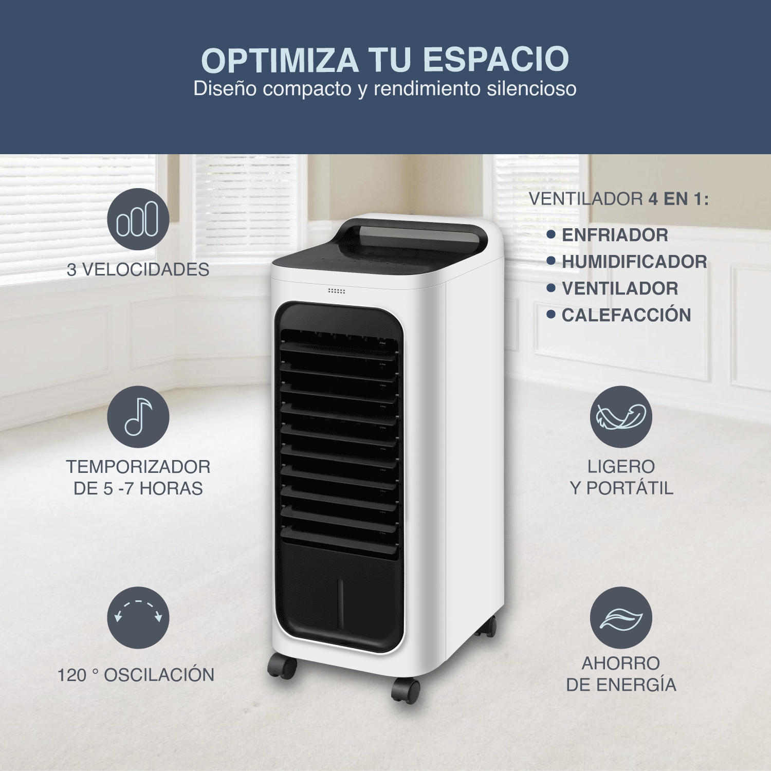 Foto 3 pulgar | Ventilador Enfriador y Calefactor Sky Care SC-EC1WH-4in1 4 Funciones en 1