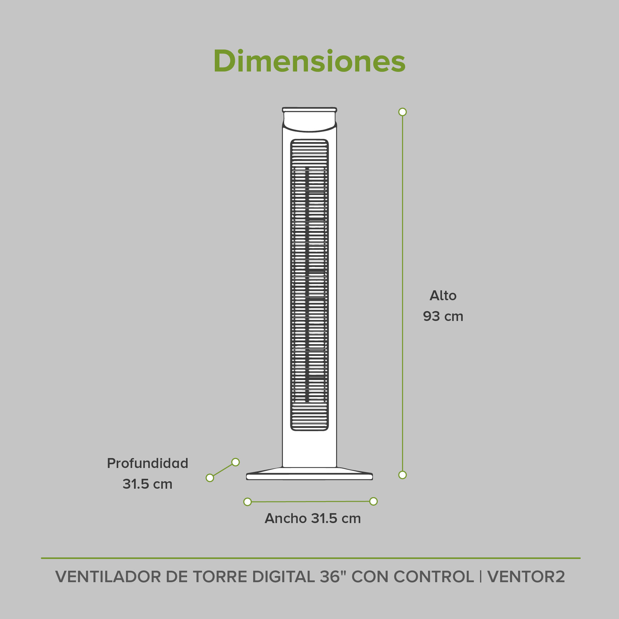 Foto 5 pulgar | Ventilador de Torre Avera Digital de 36"