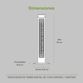 Foto 4 | Ventilador de Torre Avera Digital de 36"