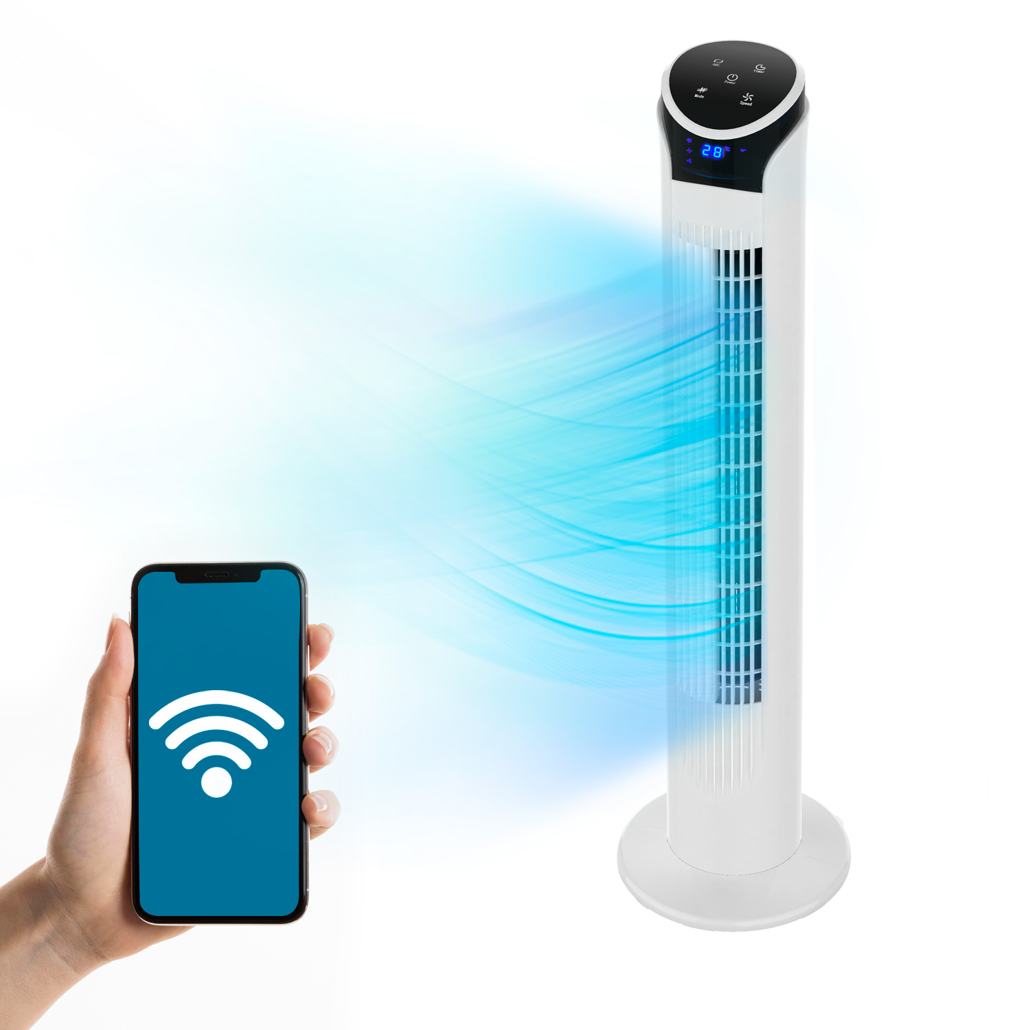 Ventilador WiFI de Torre Inteligente Smart Digital 33" Blue Fan