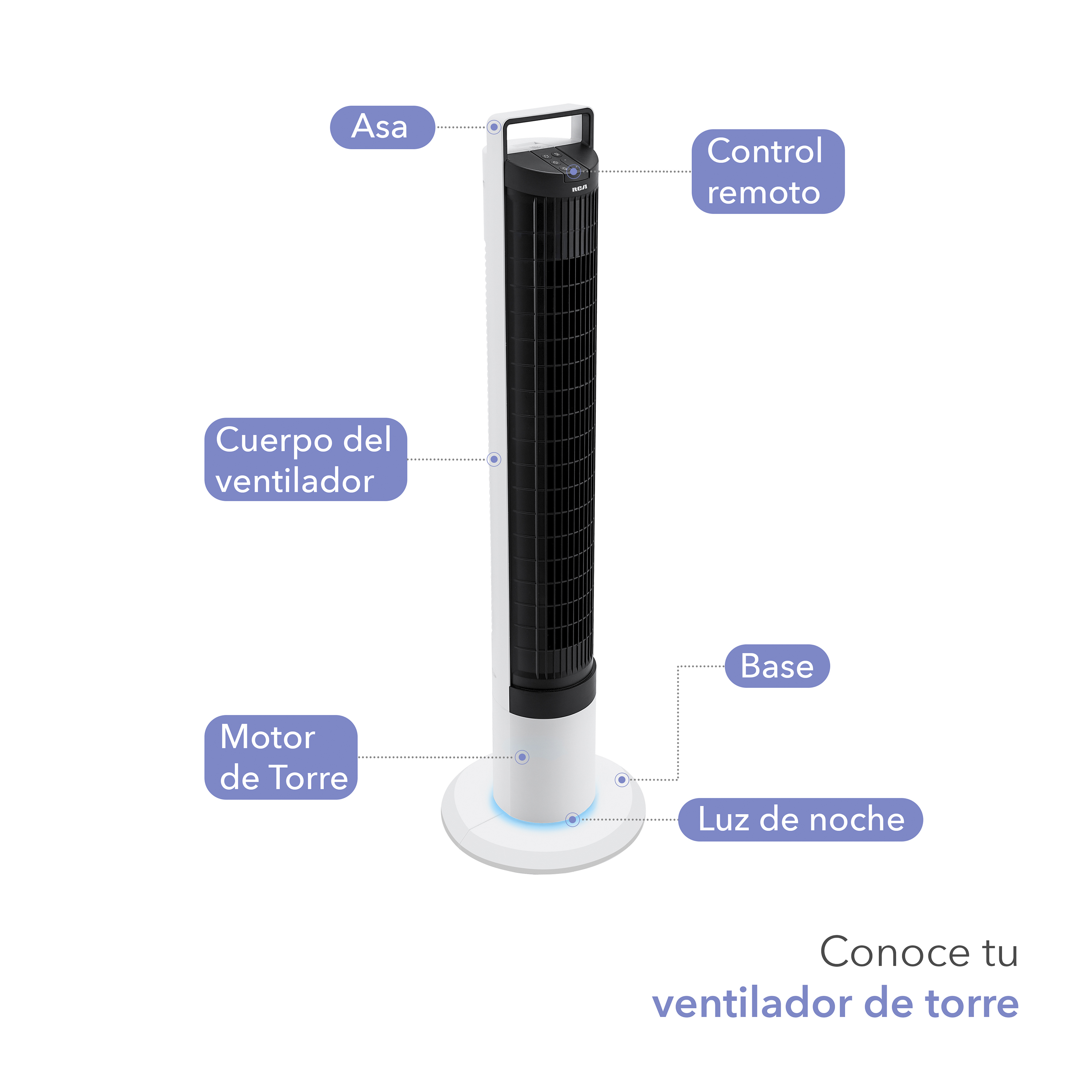 Foto 4 pulgar | Ventilador de Torre Rca Rcvt1 Blanco con Control Remoto