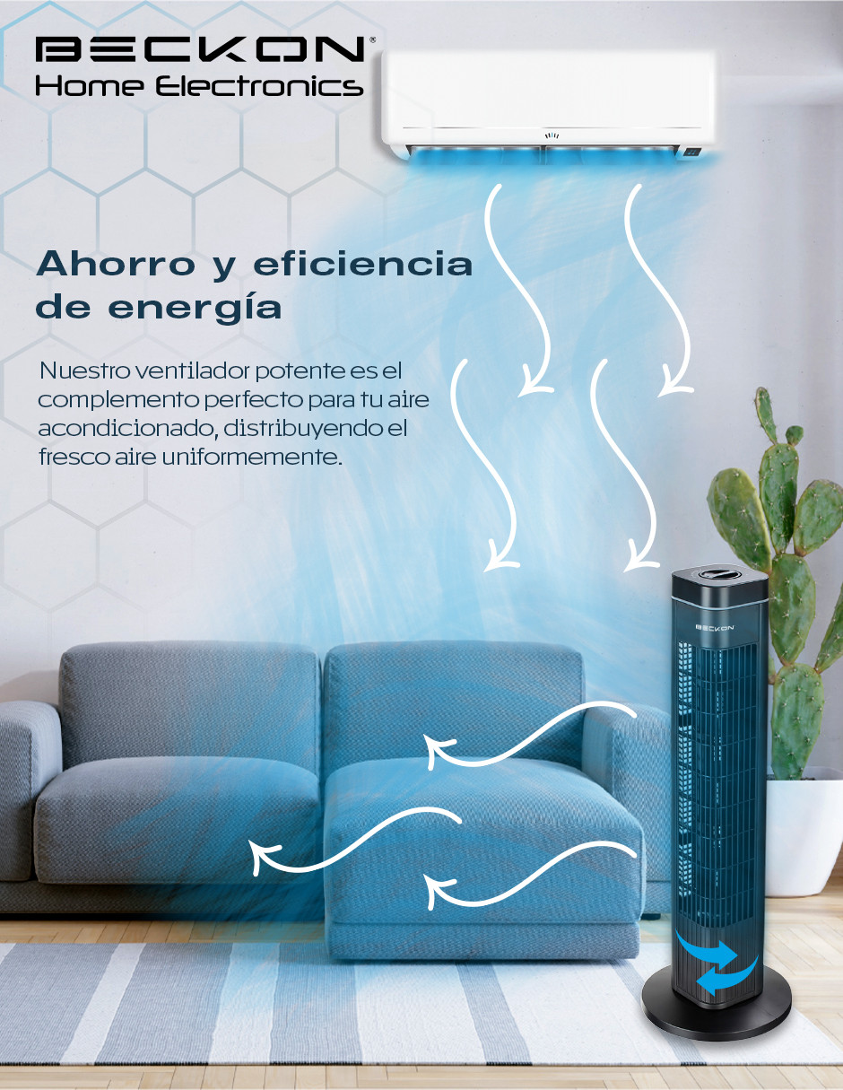 Foto 5 pulgar | Ventilador de Torre Beckon Bv7 Negro