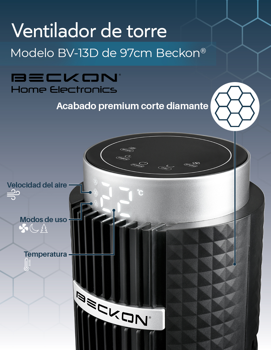 Foto 3 pulgar | Ventilador de Torre Beckon Negro con Control Remoto