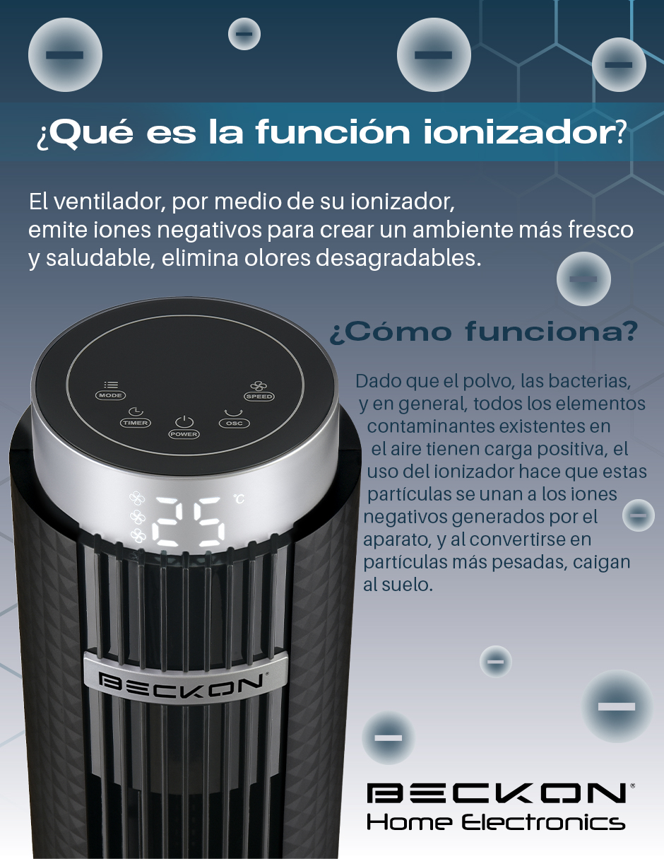 Foto 5 pulgar | Ventilador de Torre Beckon Negro con Control Remoto