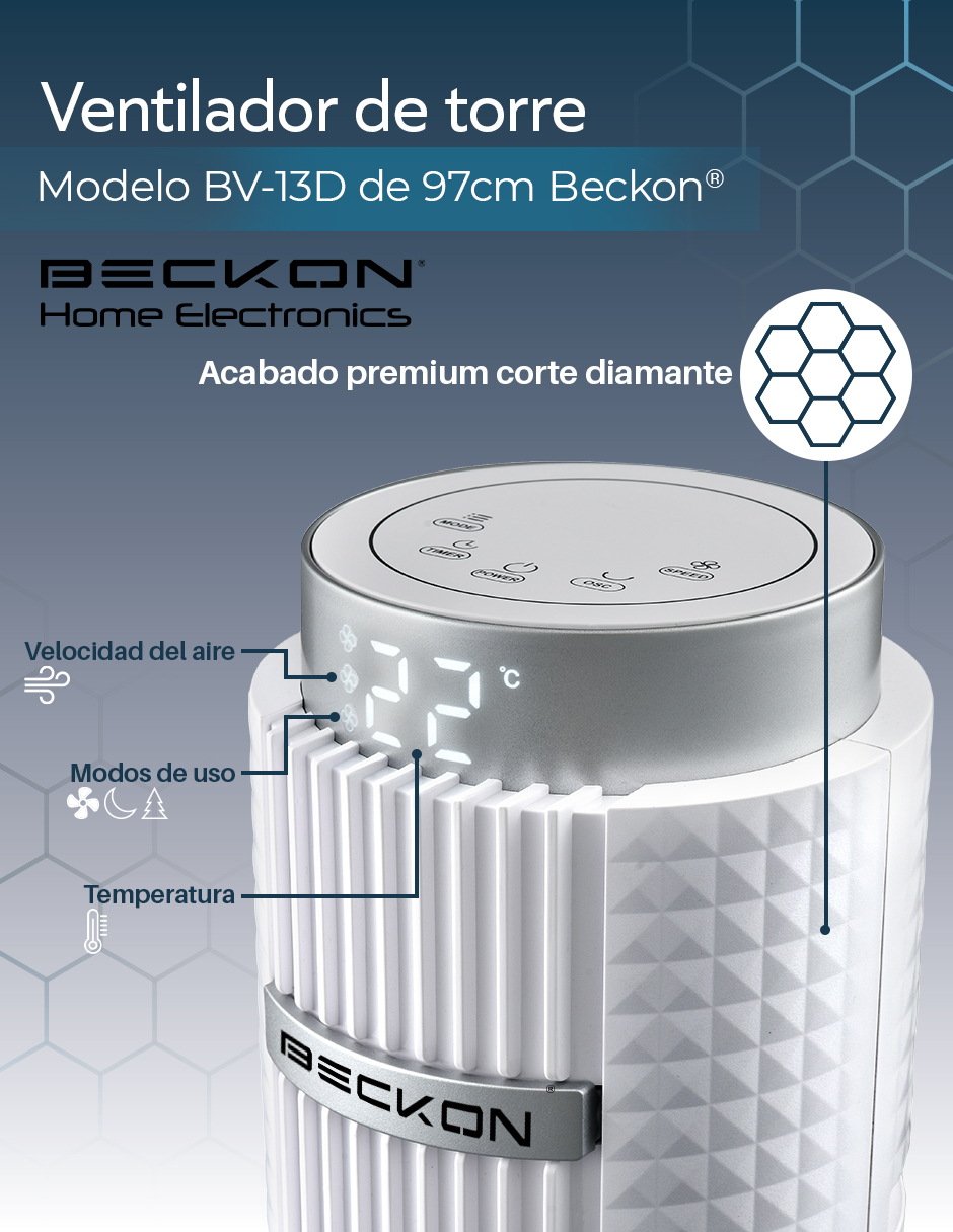 Foto 3 pulgar | Ventilador de Torre Beckon Blanco con Control Remoto