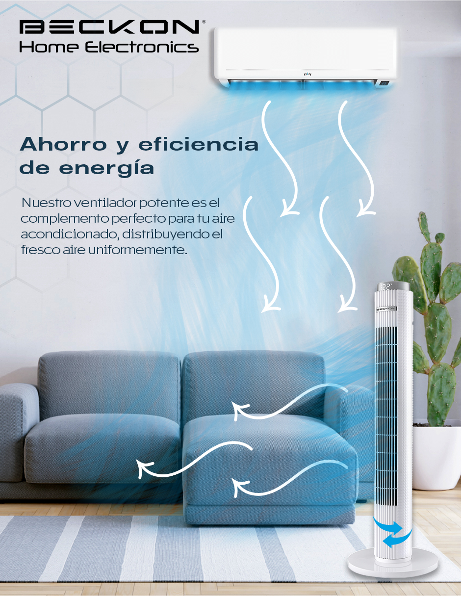 Foto 7 pulgar | Ventilador de Torre Beckon Blanco con Control Remoto
