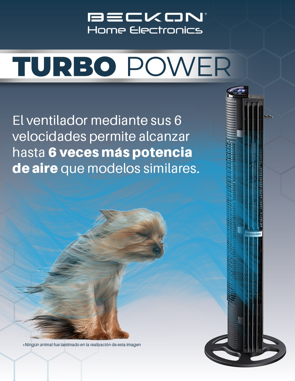 Foto 5 pulgar | Ventilador de Torre Turbo Power Beckon 6 Velocidades + Control Remoto