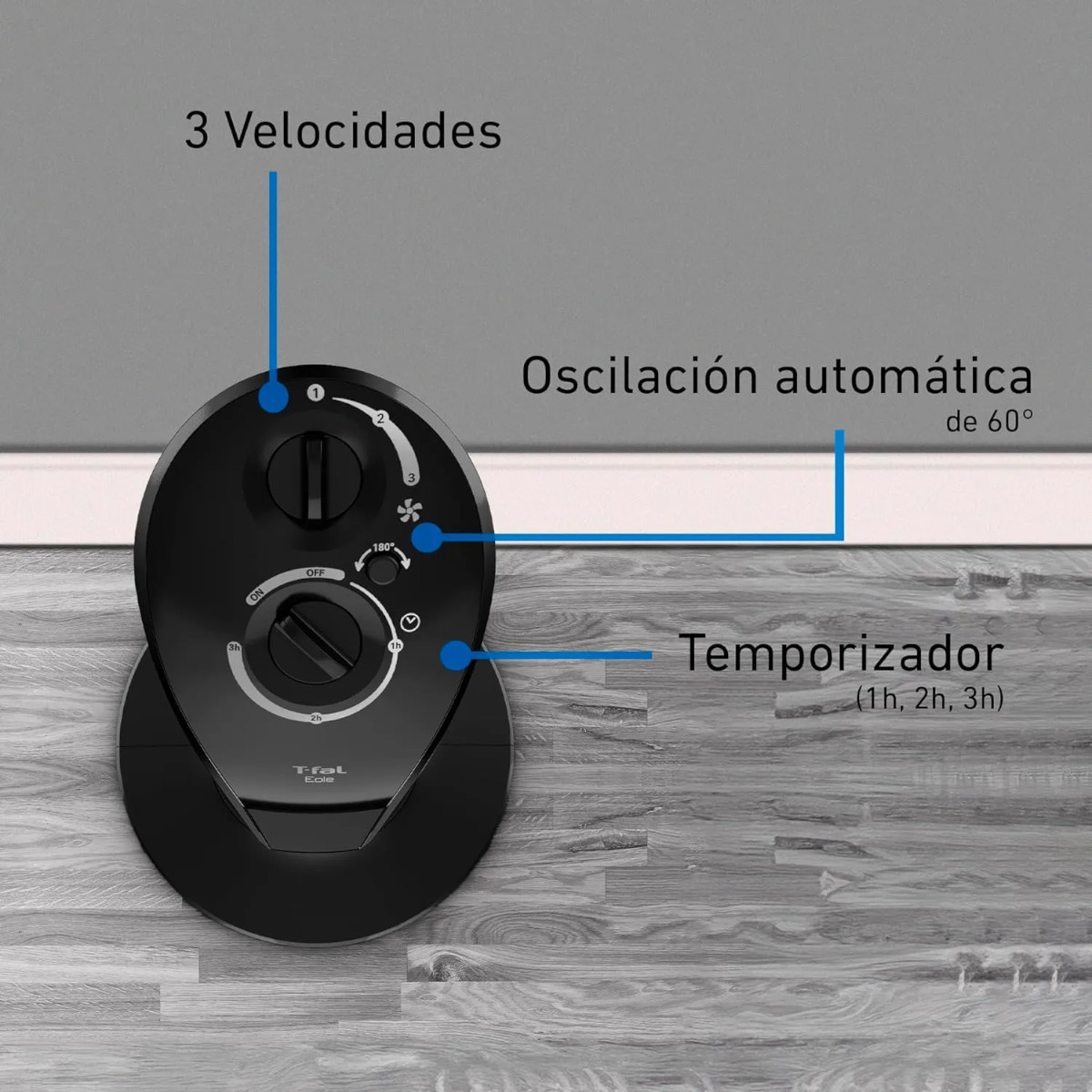 Foto 5 pulgar | Ventilador de Torre T-Fal Eole Infinite VF6621 3 Vel Temporizador