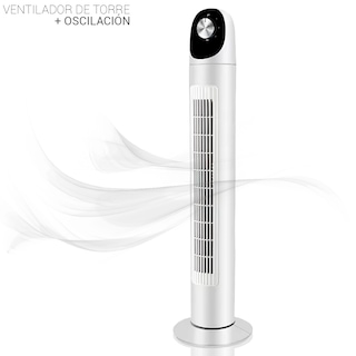 Foto 3 | Ventilador de Torre Oscilante Silencioso con Panel - Blanco