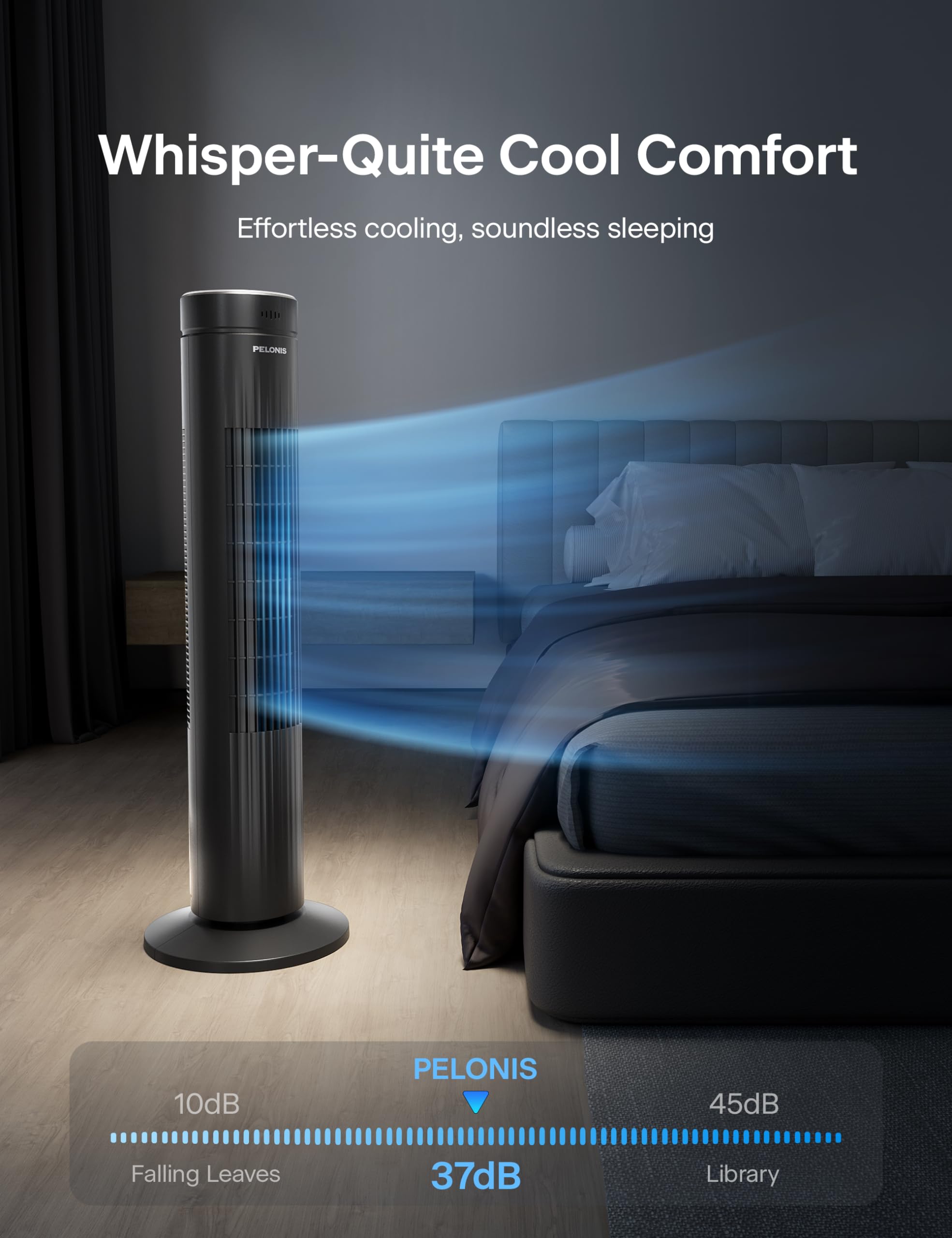 Foto 5 pulgar | Ventilador De Torre Pelonis De 30 Pulgadas, 3 Velocidades, 37 Db Con Control Remoto - Venta Internacional.