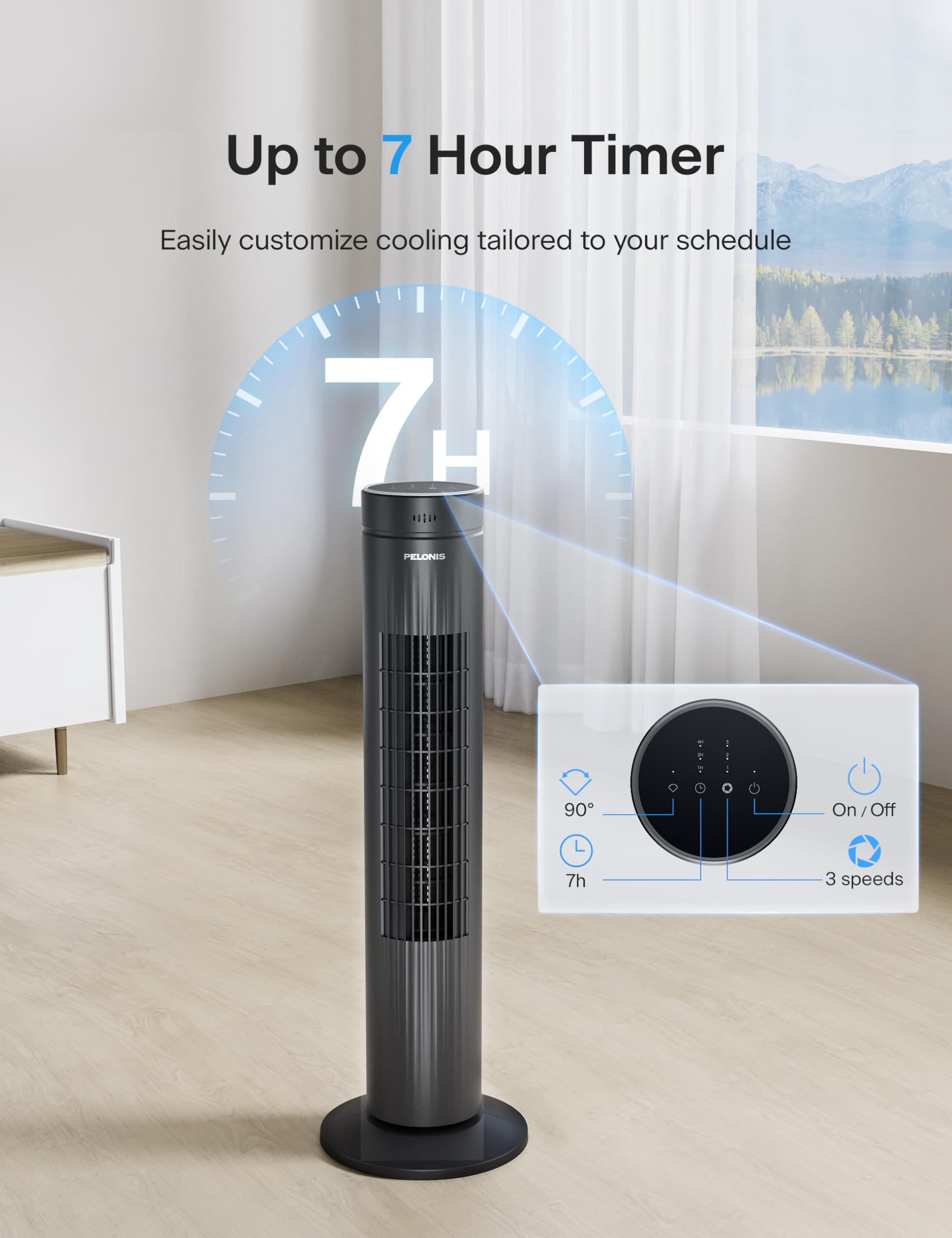 Foto 6 pulgar | Ventilador De Torre Pelonis De 30 Pulgadas, 3 Velocidades, 37 Db Con Control Remoto - Venta Internacional.