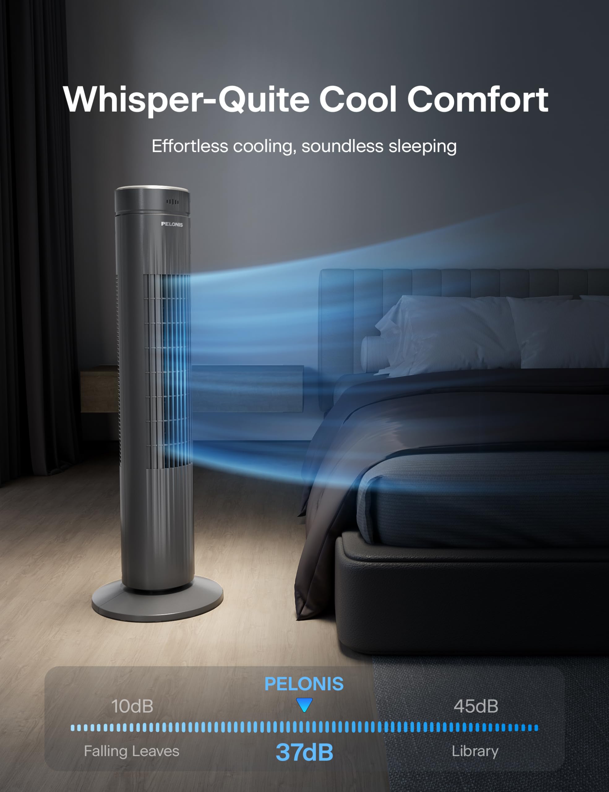 Foto 5 pulgar | Ventilador De Torre Pelonis De 30 Pulgadas, 3 Velocidades, 37 Db Con Control Remoto - Venta Internacional.
