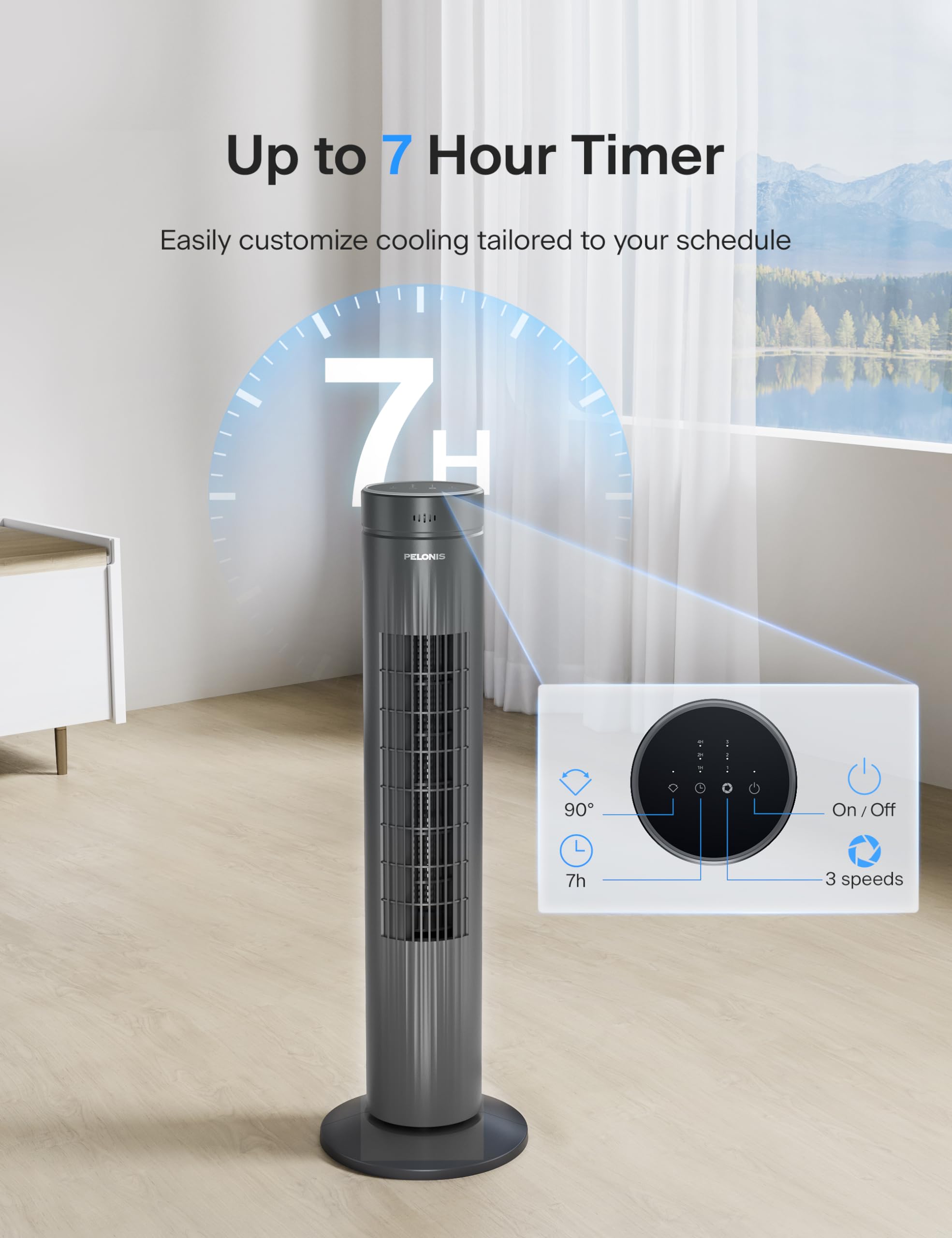 Foto 6 pulgar | Ventilador De Torre Pelonis De 30 Pulgadas, 3 Velocidades, 37 Db Con Control Remoto - Venta Internacional.