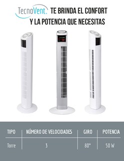 Foto 4 | Ventilador De Torre Tecnovent 36 Pulgadas Con Control Remoto