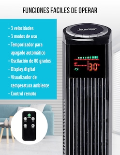 Foto 2 | Ventilador De Torre Tecnovent 46 Pulgadas Con Control Remoto