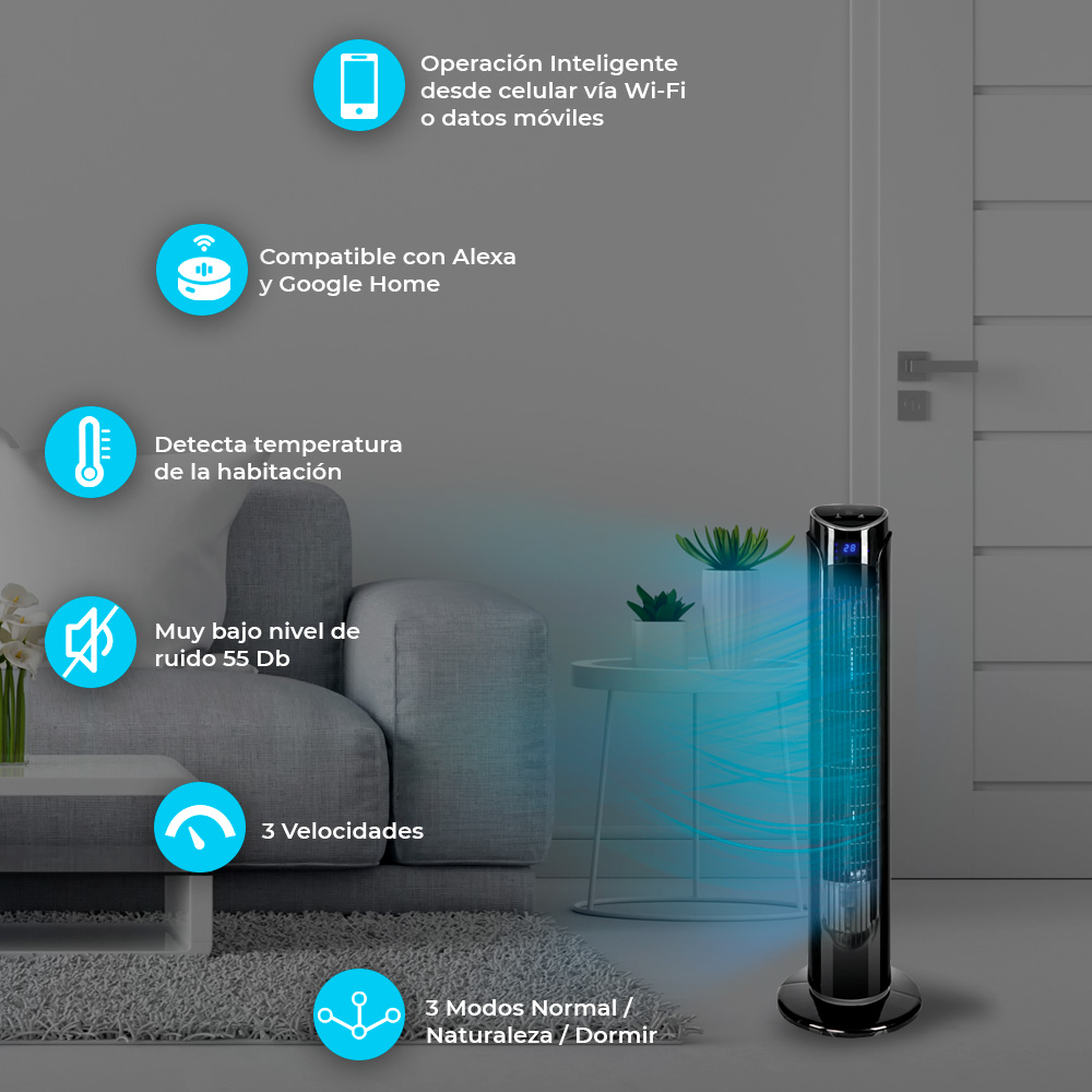 Foto 5 pulgar | Ventiladores de Torre Blue Fan de 4 Piezas