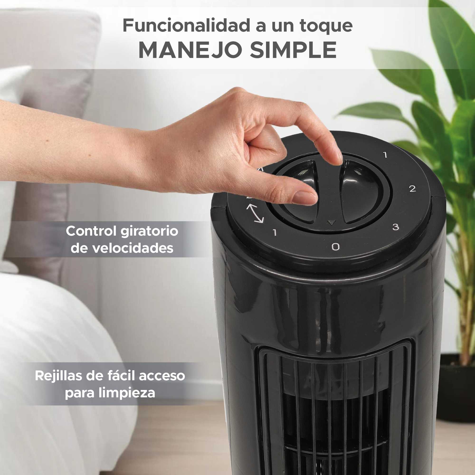 Foto 5 pulgar | Ventilador De Torre 29”  En Color Negro- Oscilante Y Compacto - Ideal Para El Hogar