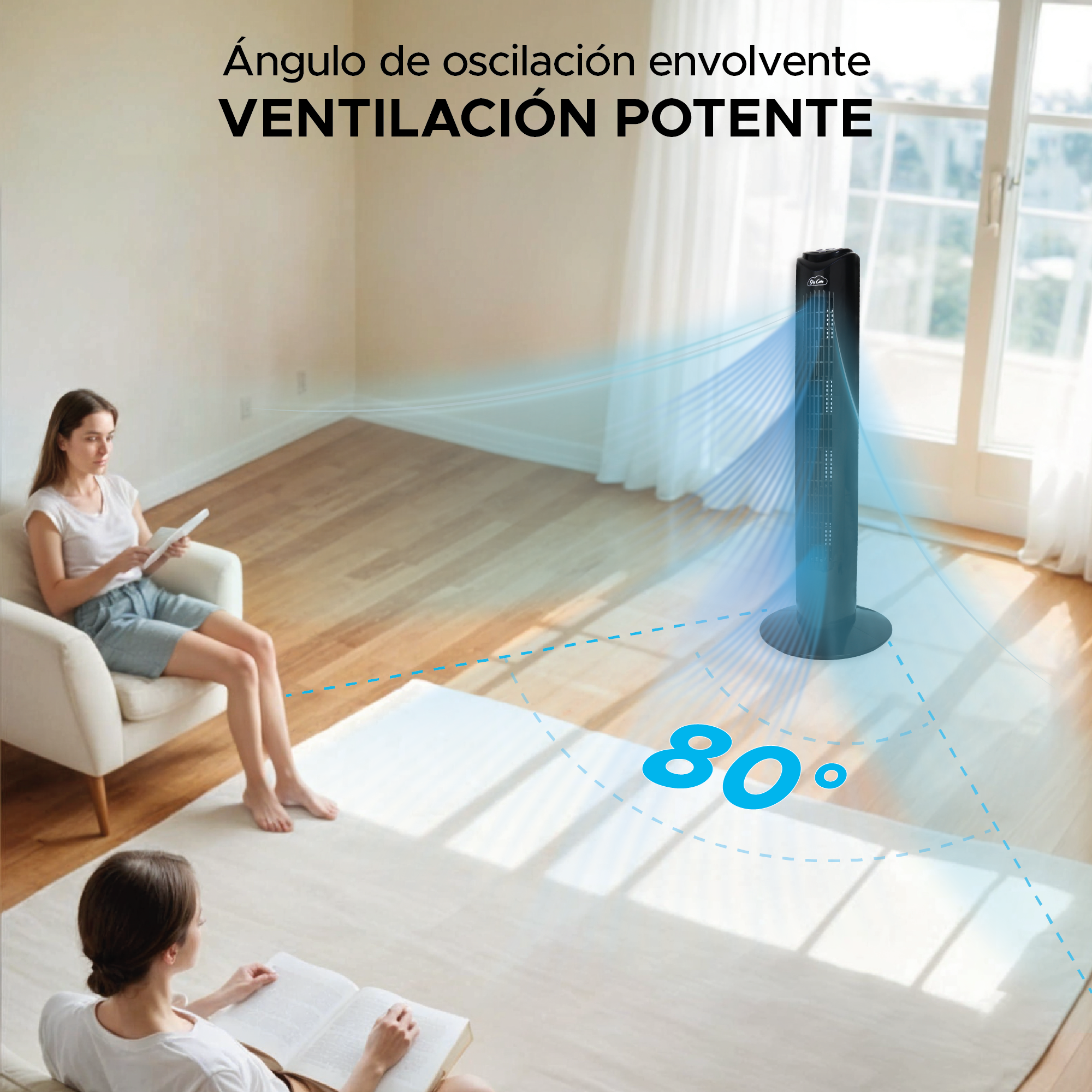 Foto 6 pulgar | Ventilador de Torre 32 Pulgadas Sky Care Negro