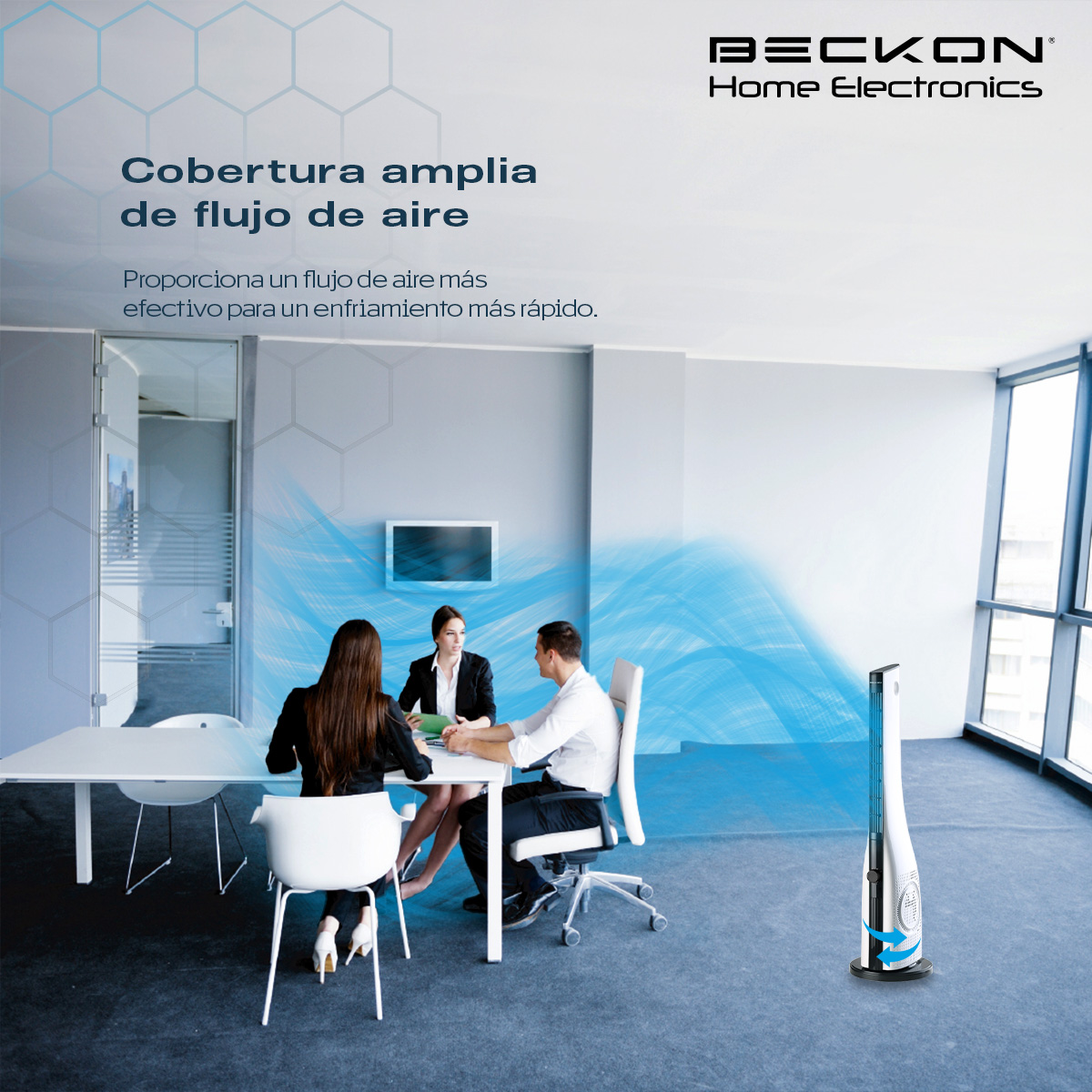 Foto 5 | Ventilador De Torre Sin Aspas Bladeless Bv-9y Blanco Ultra Silencioso Con Oscilación 90cm De Alto Beckon
