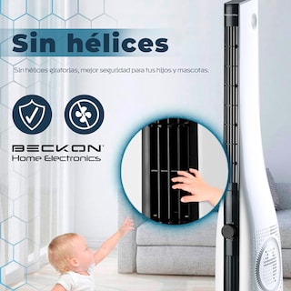 Foto 7 | Ventilador De Torre Sin Aspas Bladeless Bv-9y Blanco Ultra Silencioso Con Oscilación 90cm De Alto Beckon
