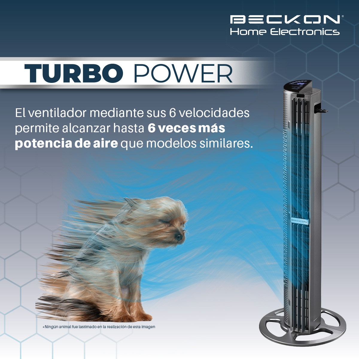 Foto 6 pulgar | Ventilador de Torre Beckon Turbo Power 6 Vel 102 cm de Alto + Control Remoto + Oscilación + Modos de Uso + Temporizador