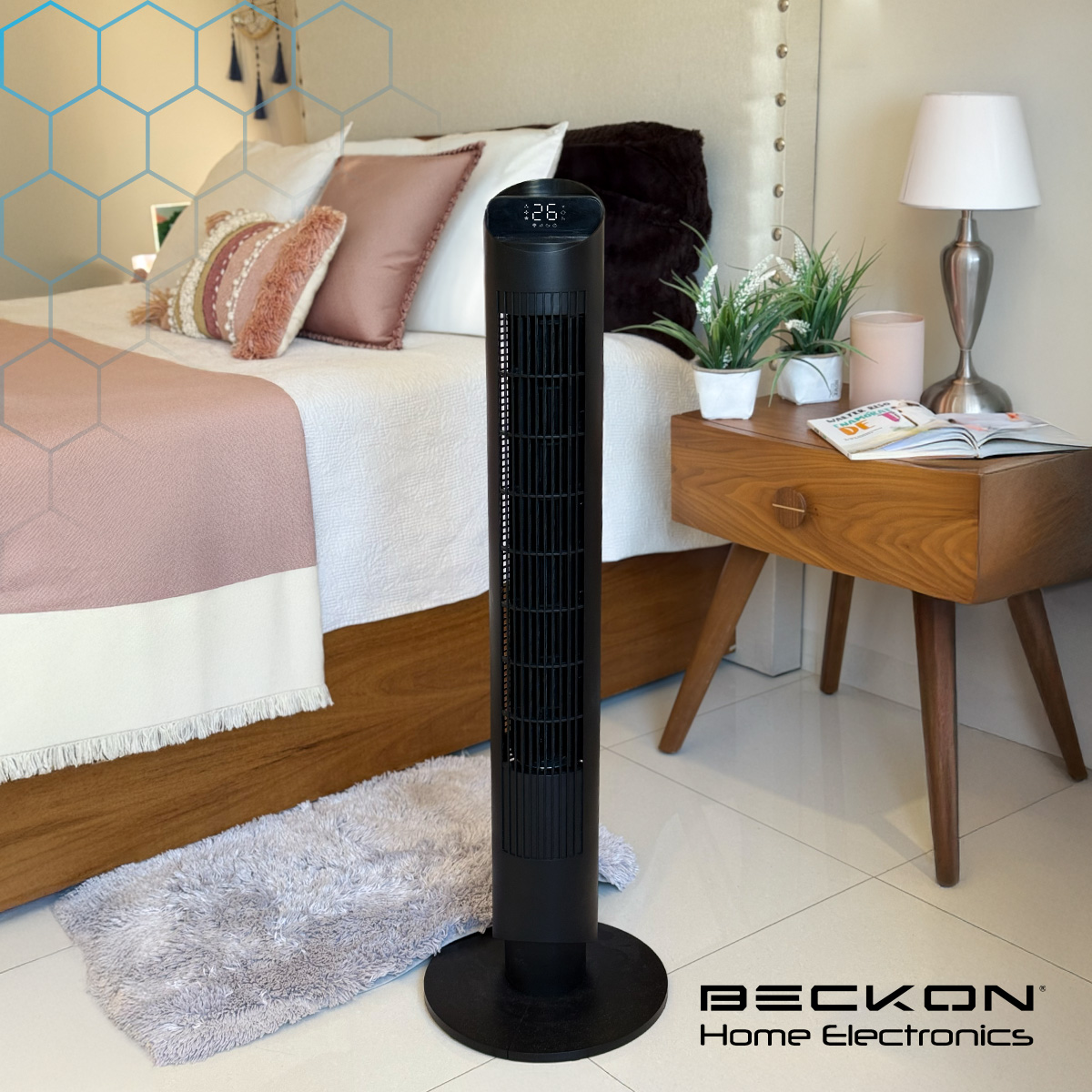 Foto 5 pulgar | Ventilador De Torre Beckon Turbo Power De 102 Cm De Alto 3 Velocidades +control Remoto +oscilación Temporizador