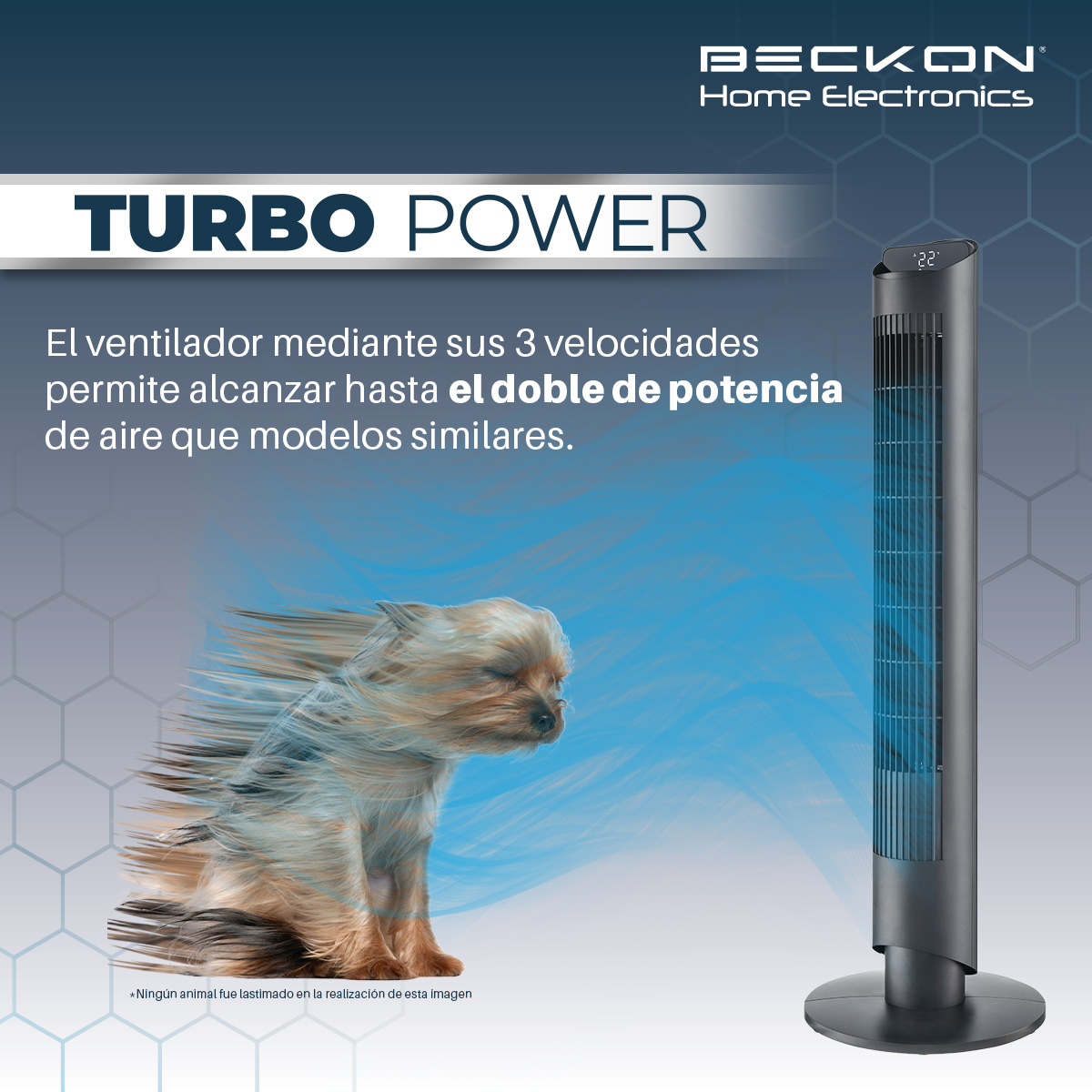 Foto 6 pulgar | Ventilador De Torre Beckon Turbo Power De 102 Cm De Alto 3 Velocidades +control Remoto +oscilación Temporizador