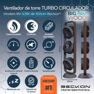 Foto 2 | Ventilador de Torren Beckon Turbo Circulador 100 cm