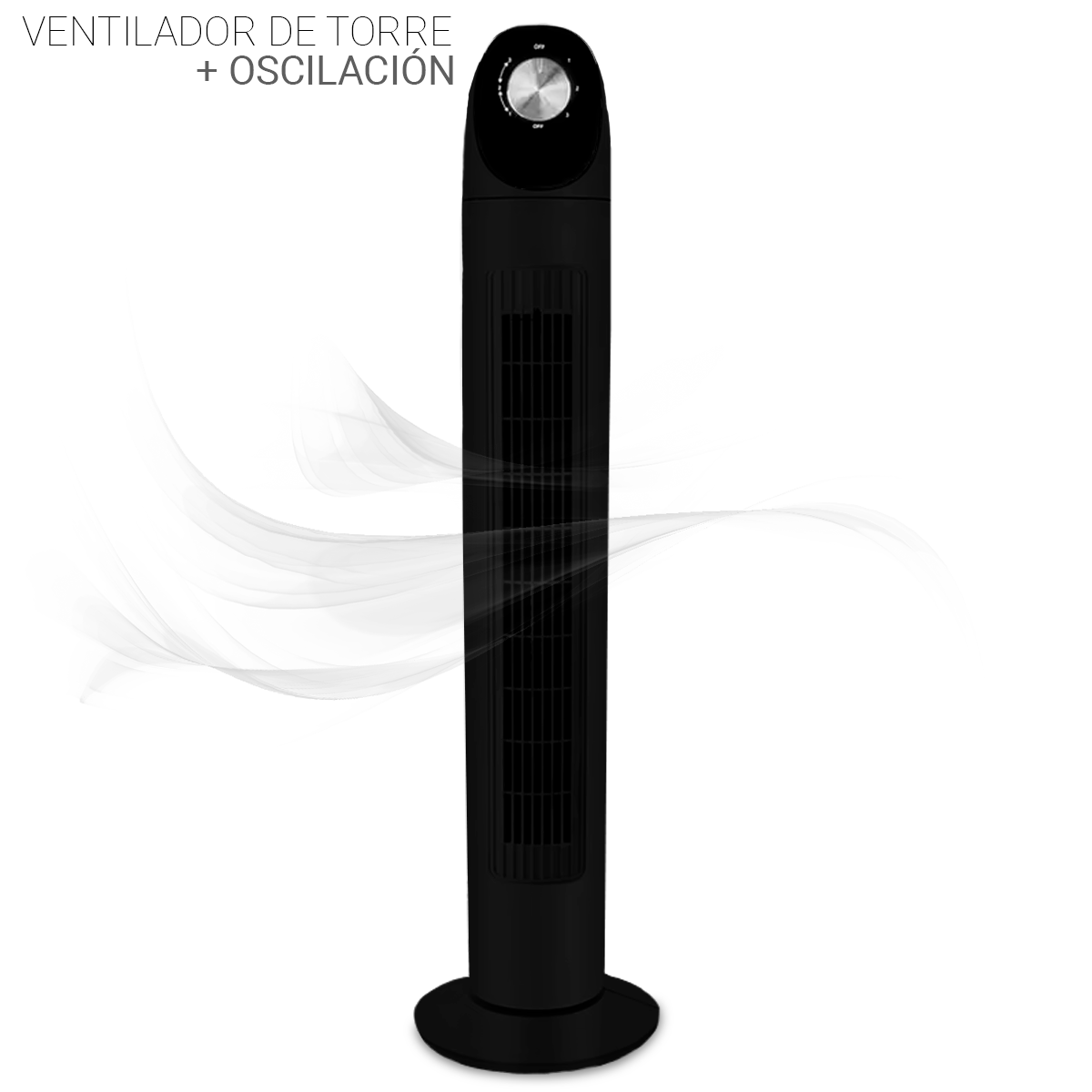 Ventilador De Torre Abanico Oscilante Silencioso Panel Negro