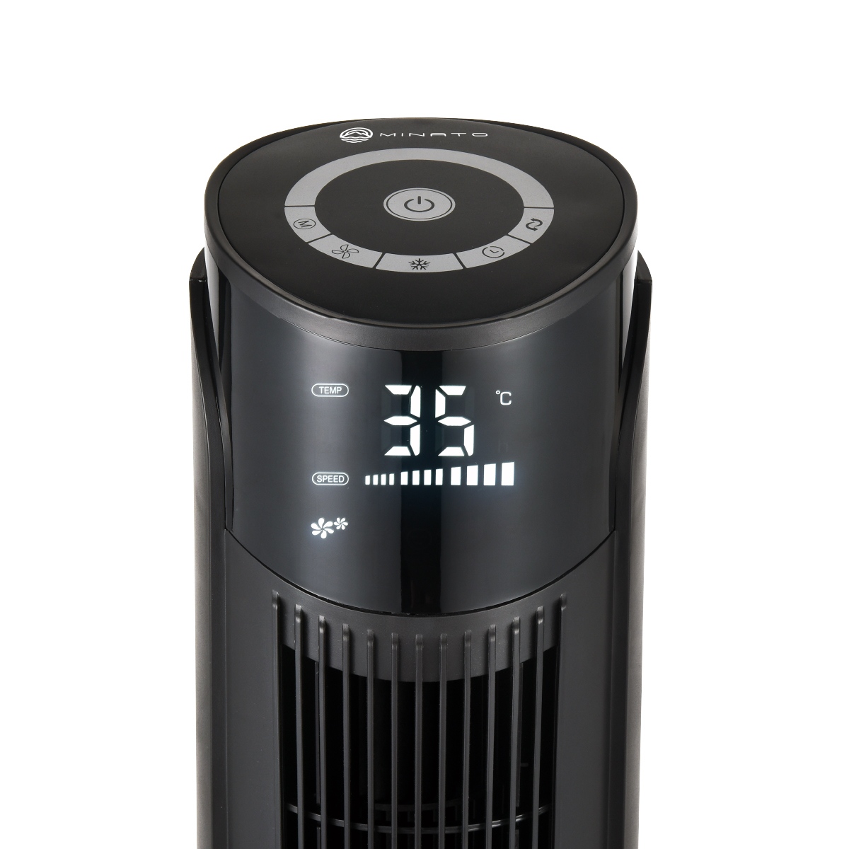 Foto 6 pulgar | Minato-ventilador Enfriador De Torre Con Control Táctil, 3 Velocidades Y Pantalla Led, Oscilación Y Control Remoto Asas