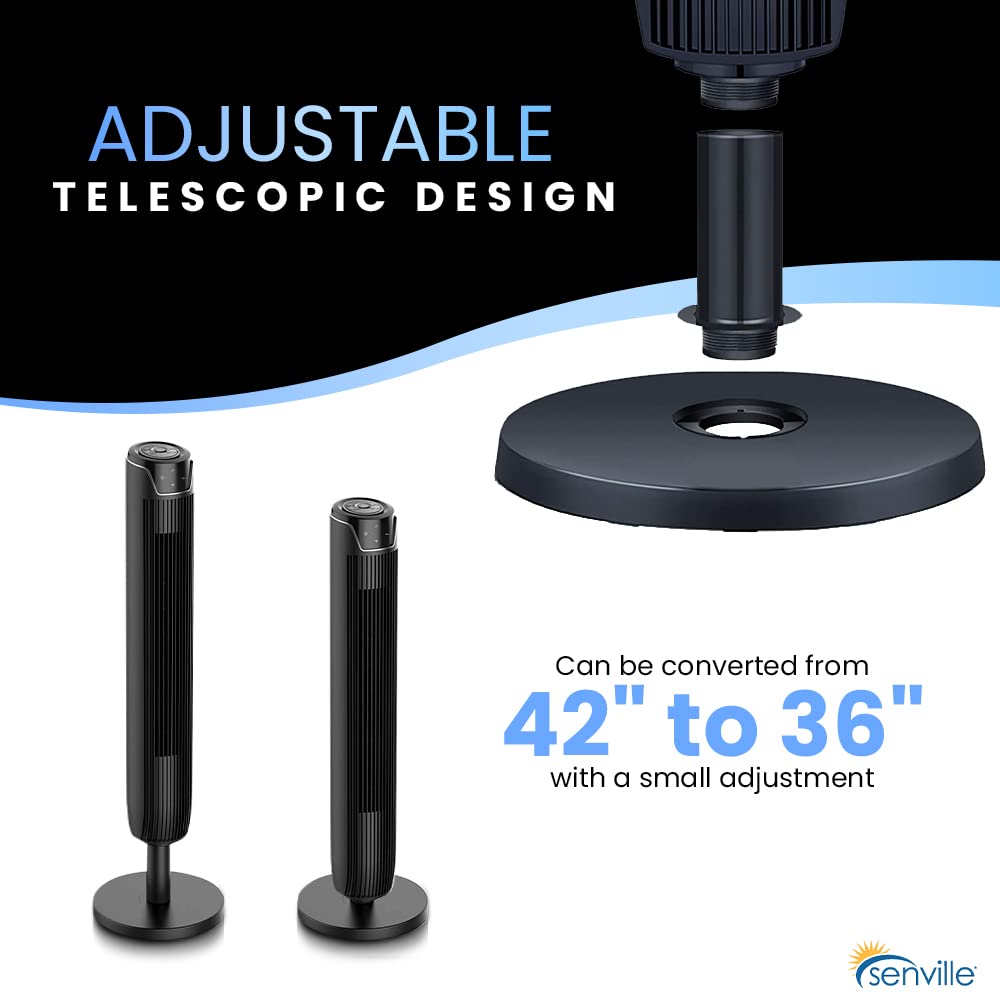 Foto 3 pulgar | Ventilador De Torre Senville 42 Oscilante Con Mando A Distancia Negro - Venta Internacional.