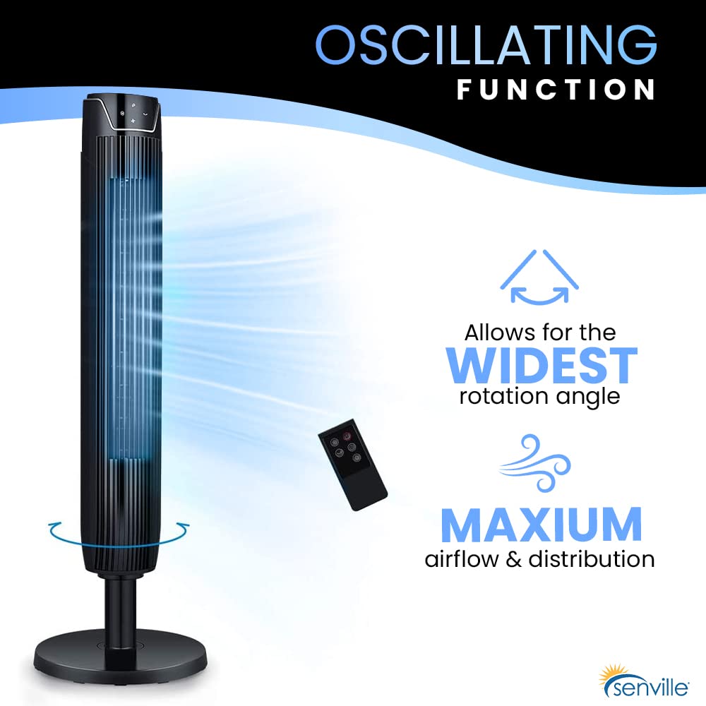 Foto 4 pulgar | Ventilador De Torre Senville 42 Oscilante Con Mando A Distancia Negro - Venta Internacional.
