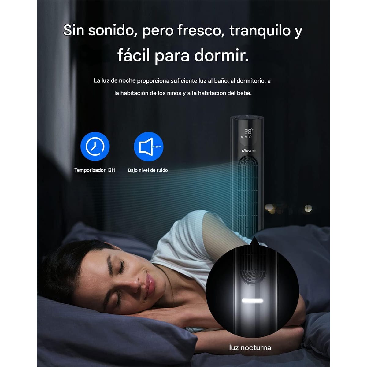 Foto 6 pulgar | Ventilador  Niuvuin Tf2025tlr Negro De Torre