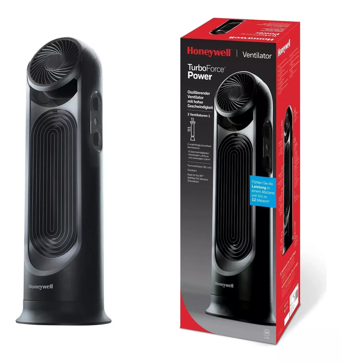Foto 4 pulgar | Ventilador Aire Acondicionado Oscilante de Torre Honeywell Turbo Force Negro 26 cm