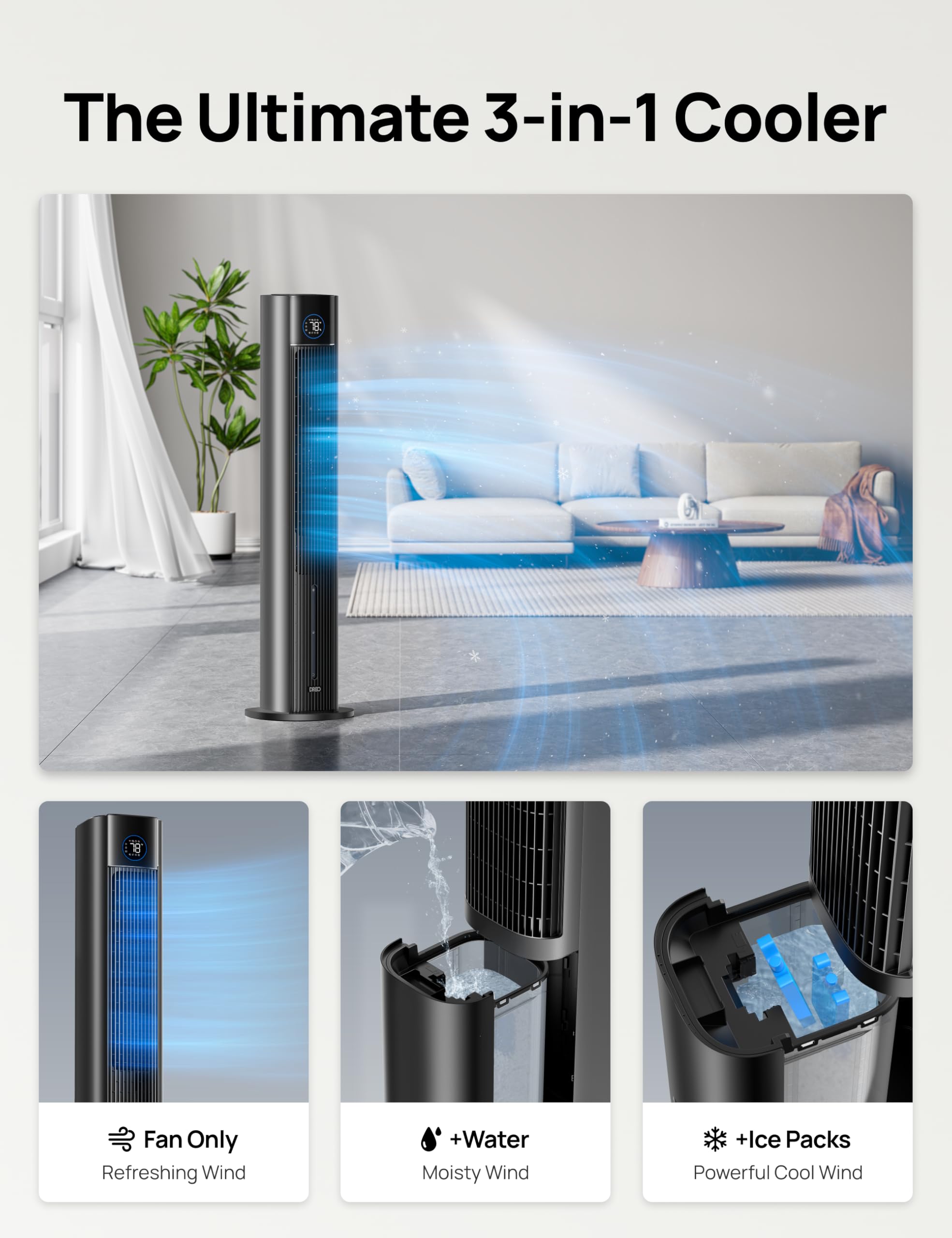 Foto 5 | Tower Fan Dreo 2025, 43 Ventiladores De Refrigeración Mejorados, 6l, Oscilantes De 85° - Venta Internacional.