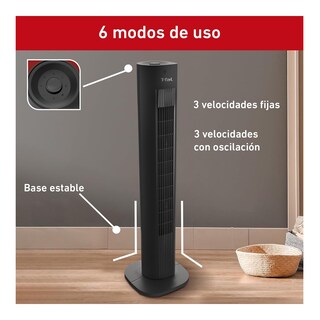 Foto 3 | Ventilador de Torre 3 Vel 90 Cm Negro T-fal Ve5300x0
