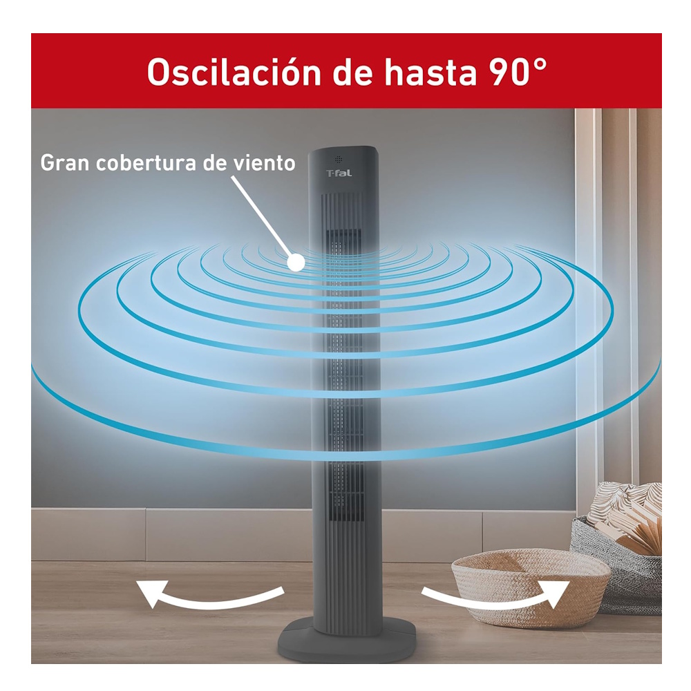 Foto 5 pulgar | Ventilador de Torre 3 Vel 90 Cm Negro T-fal Ve5300x0