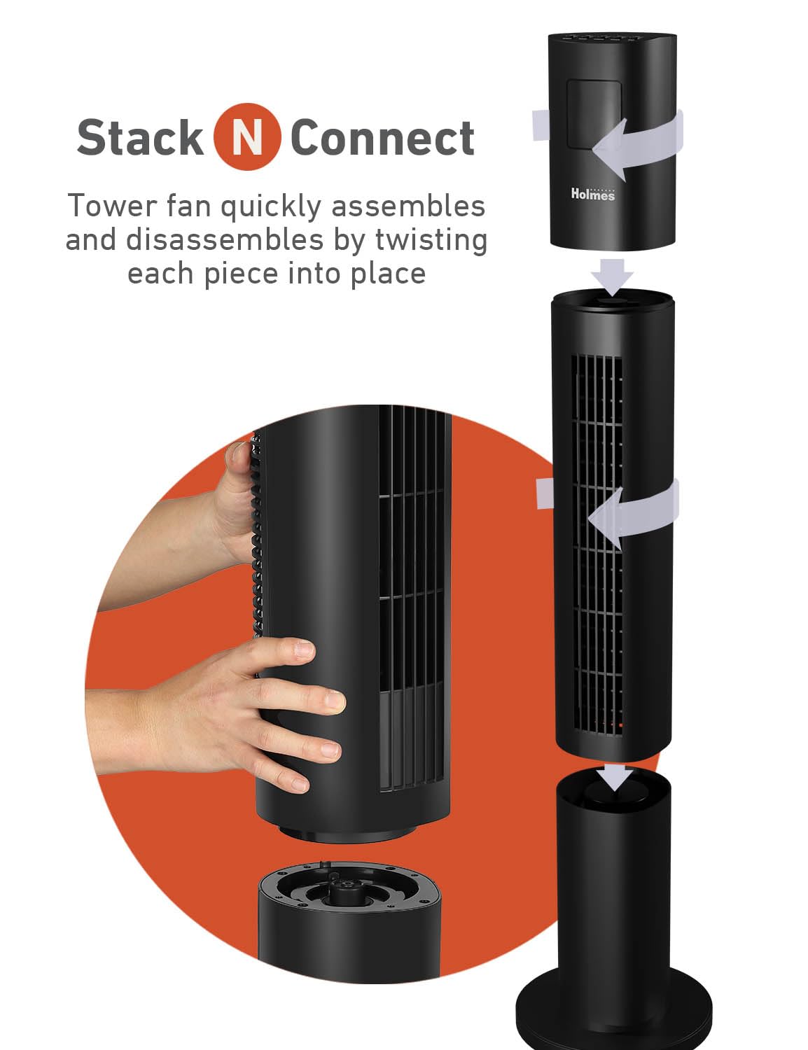Foto 3 pulgar | Ventilador De Torre Holmes Stack-n-connect 45 Digital, 4 Velocidades Y 4 Modos - Venta Internacional.