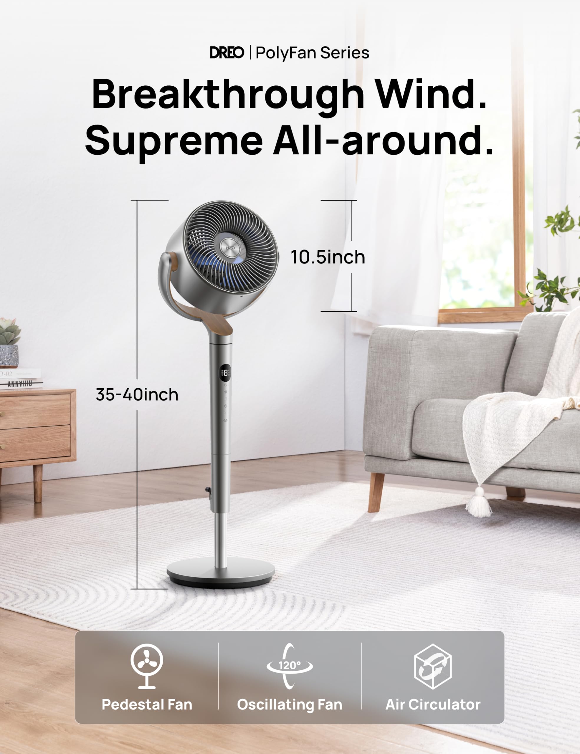 Foto 2 | Ventilador De Pie Dreo Polyfan 502, Circulador De 80 M Con Control Remoto - Venta Internacional.