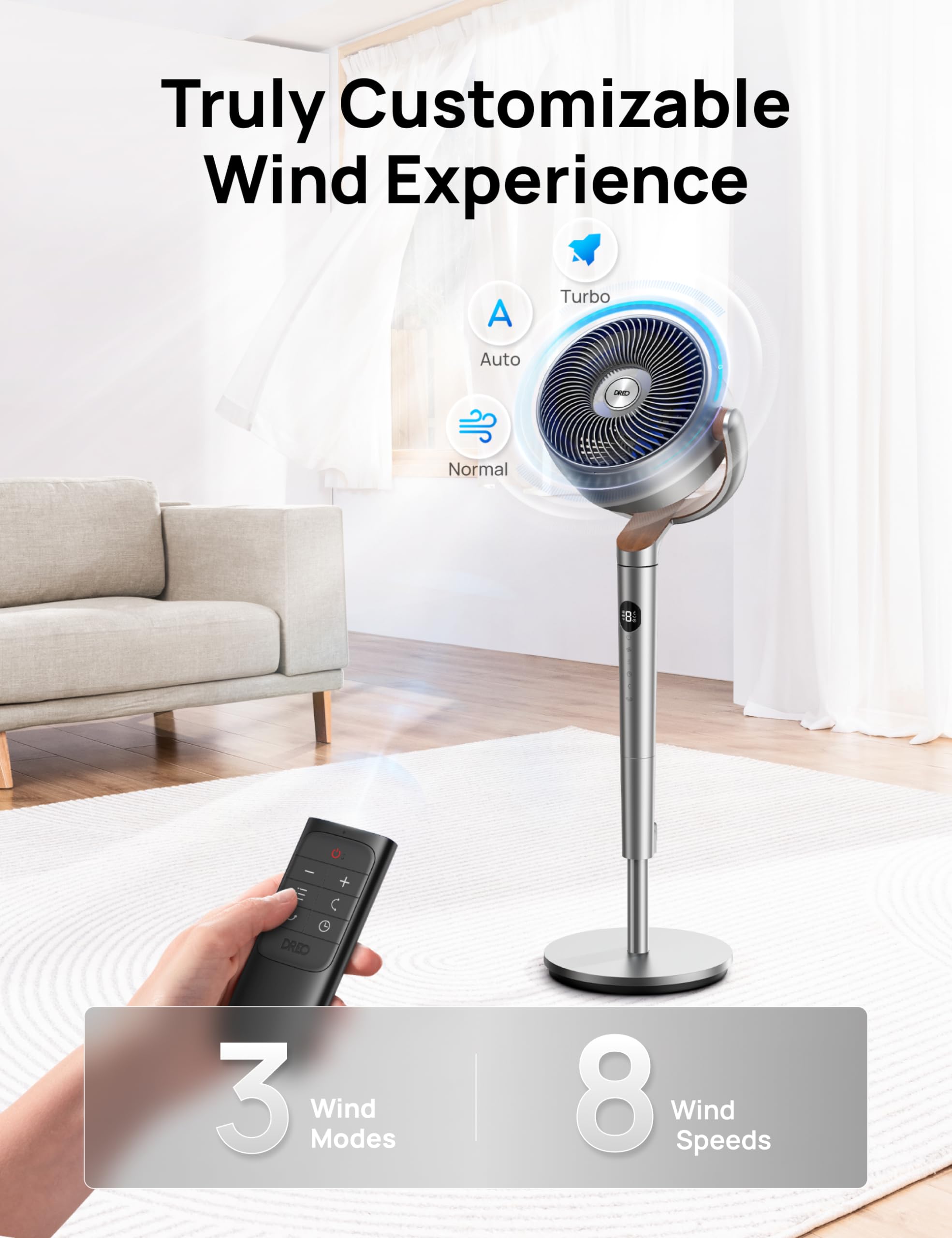 Foto 7 pulgar | Ventilador De Pie Dreo Polyfan 502, Circulador De 80 M Con Control Remoto - Venta Internacional.