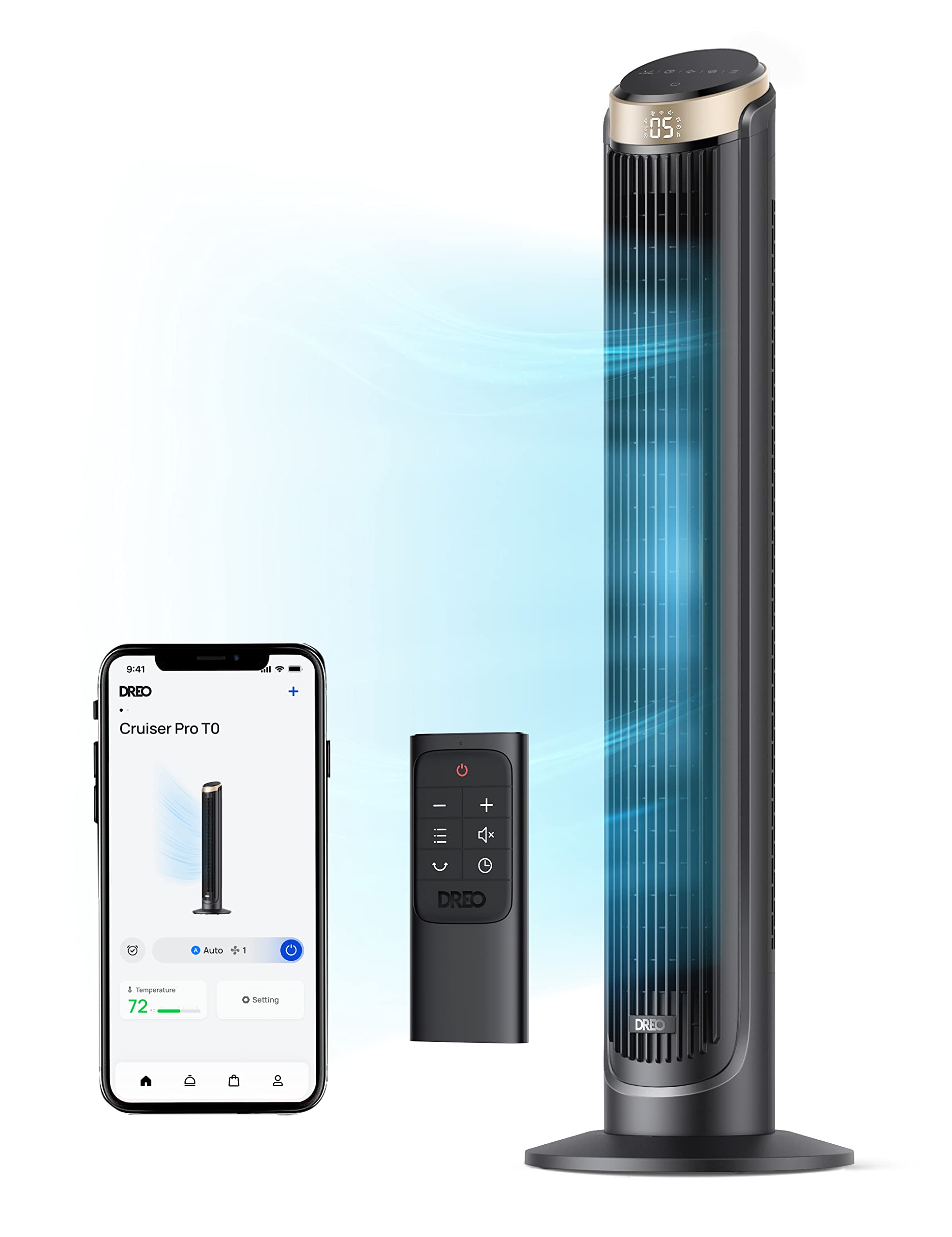 Ventilador De Torre Dreo Wifi De 40 Pulgadas, 26 Pies/s, Alta Velocidad, Oscilación De 90° - Venta Internacional.