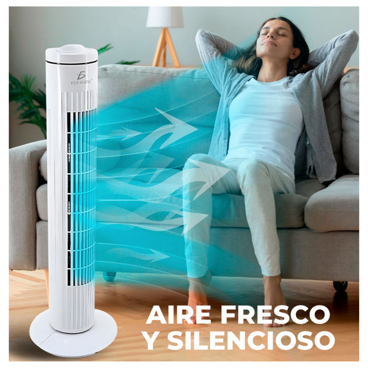 Foto 3 pulgar | Ventilador De Torre De 29'' Con 3 Velocidades Y Giro De 90 Grados Color Blanco