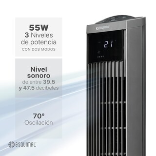 Foto 2 | Ventilador De Torre 95 Cm Esquimal Color Titanio Silencioso, Oscilante 70°, 3 Velocidades Con Control Remoto