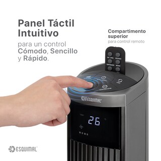 Foto 3 | Ventilador De Torre 95 Cm Esquimal Color Titanio Silencioso, Oscilante 70°, 3 Velocidades Con Control Remoto